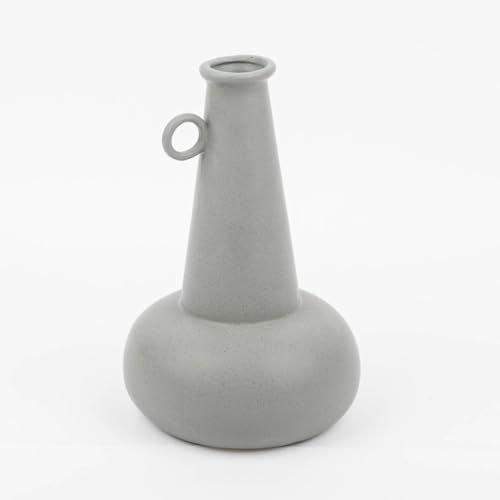 SCHÖNER LEBEN. Vase aus Porzellan mit Henkel grau 14x22cm