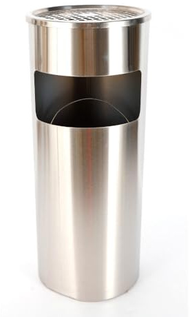 30L Standaschenbecher Draußen Mülleimer mit Aschenbecher Edelstahl Abfalleimer mit Inneneimer 25 x 62 cm Silber