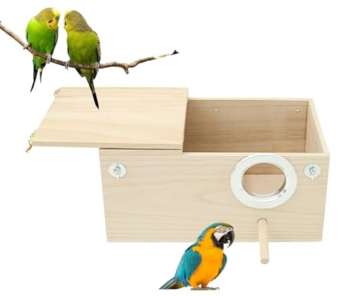 Nistkasten Für Sittiche Wellensittich Nistkasten, Vogelnest Brutkasten , Sittich Nistkasten Vogelhaus Für Käfig Naturholz Aufzuchtkasten Für Papageien Lovebirds Wellensittiche Finken 19,5 X 12 cm