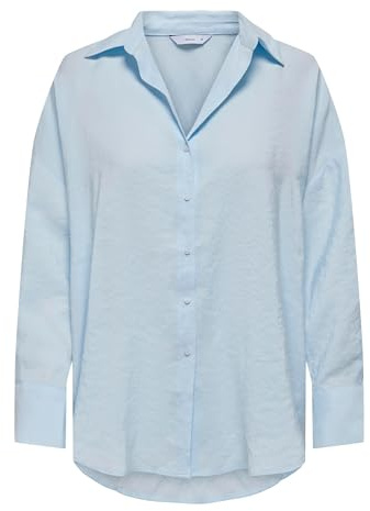 ONLY Damen Onlzazima L/S Loose Shirt WVN Oversize-Hemd Mit Knopfverschluss Und Längerem Rückenausschnitt, Chambray Blue, M
