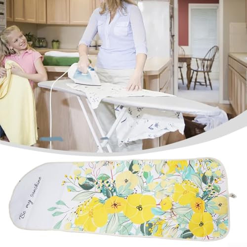 Bügelbrettbezug, 140 x 50 cm, Polyesterverbund-Baumwolle, hohe Temperaturbeständigkeit, extra breite Bügelbrettbezüge (Frühlingsblumen)