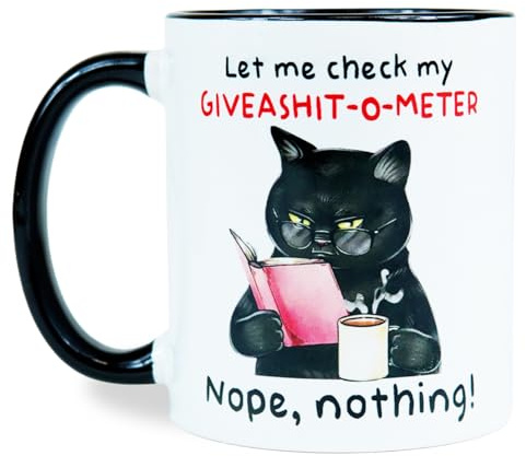 MUGEMS Let Me Check My Giveashit-O-Meter Rude Funny Mugs for Men and Women Sarcastic Slogan Gifts Adult Humour Rude Gift Cup Joke Mug Secret Santa Gift Christmas Birthday Dad