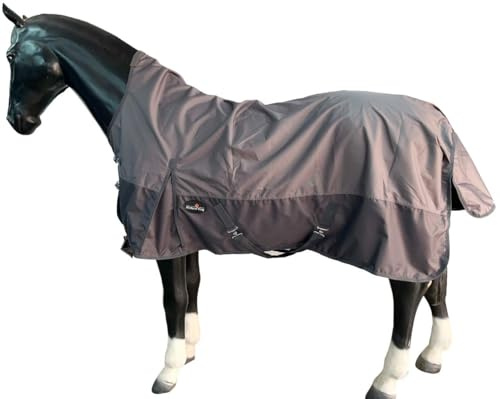 Equitack 600D Regendecke Pferd, 115cm | 0g Regular Fliegendecke Pferd 2-in-1 | wasserdichte Outdoordecke Pferd | Grau/Dunkelgrau