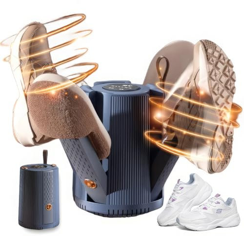 HYQNG Portable Football Boot Dryer, Electric Shoe Dryer with 4 Telescopic Dry Rack, Glove Dryer and Boot Warmer with 2 Gear Heat Blower & 1/3/6H Timer, Shoe and Boot Heater for Gloves Ski Boots Socks