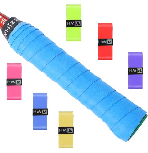 Jeffdad 6 Pack Tennis Racket Grip Tape, Precut and Dry Feel Anti Slip Tennis Grip Tape Absorbent Tennis Grips for Tennis, Pickleball, Badminton Rackets(Colorful)