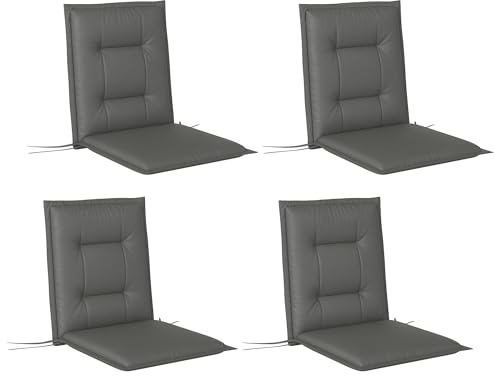 Outsunny 4er Set Sitzkissen 108 x 50 x 5 cm Mit Bändern Outdoor Hellgrau