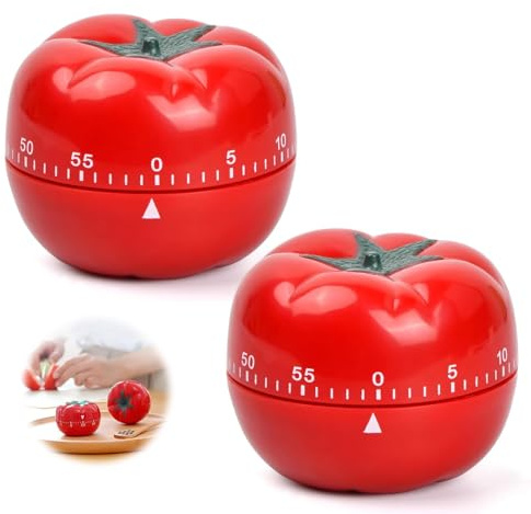 Jimkply Lot de 2 minuteurs mécaniques manuels pour tomates, compte à rebours de 60 minutes avec alarme annulaire, minuterie de cuisine créative en forme de tomate pour la cuisine, la pâtisserie, la