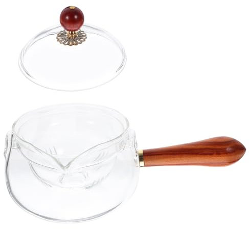 Holibanna Tetera Giratoria De Cristal 500 Ml Con Asa Lateral De Madera, Vidrio De Borosilicato Resistente Al Calor, Máquina De Té Giratoria 360 Grados, Para Preparar Té Gongfu Casa