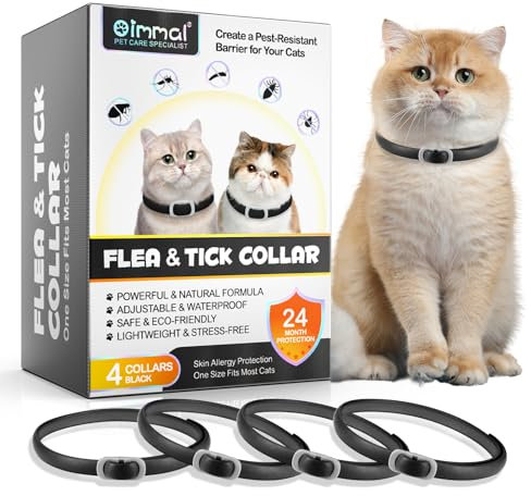 Anti Floh Und Zecke Katze Halsband, Katze Floh Halsband, 4-Teiliges Set Larven Und Eier Mit Verstellbarem Wasserdichtem Bund Effektiv Für 24-Monate Geschützt
