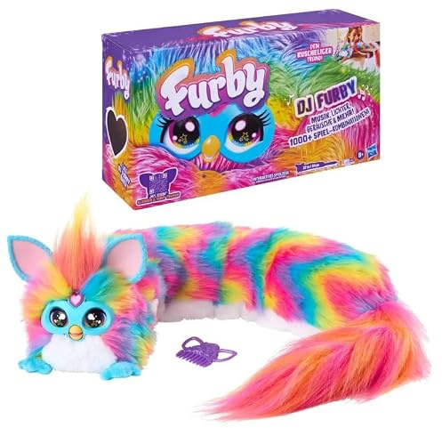 Furby DJ Furby interaktives Plüschspielzeug mit Musik, Licht- und Soundeffekten, über 1000 Spielkombinationen, Sprachsteuerung, Spiele und Aktivitäten, elektronisches Spielzeug für Kinder ab 6 Jahren