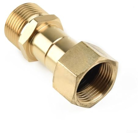 M22 15mm Brass Swivel Joint Connector Pressure Washer Hose Fitting 360 Degree Rotation