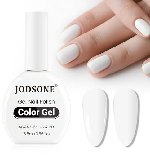 JODSONE No Wipe Gel Polish 16.5ml White Gel Nail Polish Same Color Same Bottle Simple Bright for nail art Girls Gift