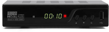August DVB502 256GB SSD Freeview HD Set Top Receiver Box, Twin Tuner Freeview HD TV Recorder with EPG, HDMI Full HD 1080p, Timeshift Pause and Rewind - Subtitles and Audio Description Service
