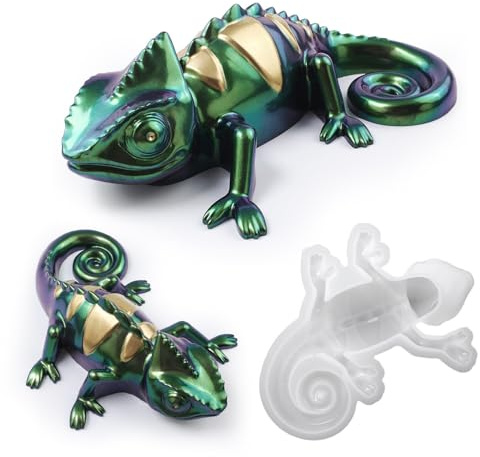 Silicone 3D Chameleon Lizard Resin Epoxy Mold, Crystal Jewelry Casting Molds, Candle Wax Soap Mould Home Ornament Art Craft Decor Plaster Handmade Gift