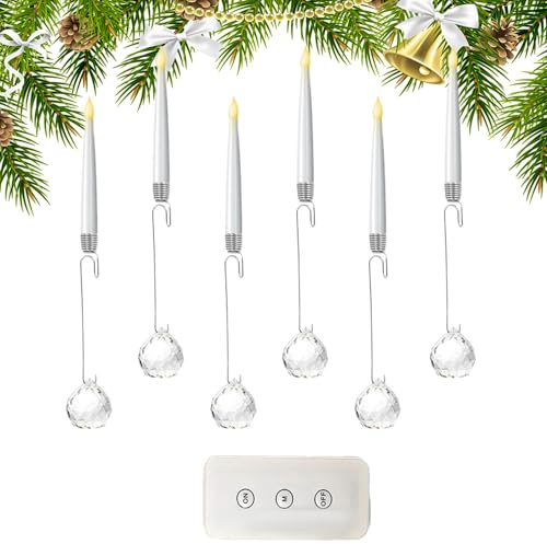 Velas de árbol de Navidad, decoración de vacaciones para uso en el exterior de interior, velas LED operadas por baterías con función de temporizador, decorativa sin llama para la ventana de chimenea d
