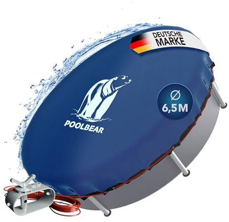 PoolBear | Poolabdeckung Ø 510-590 cm | Abdeckplane Pool | Sommerplane und Winter Abdeckplane | Rundpool Thermo-Plane Pool sicher abdecken | 650 cm rund