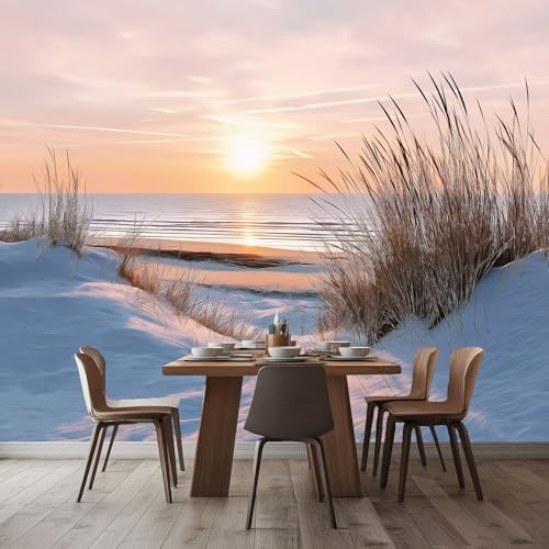 Fotomurales 3D Paisaje De Dunas Costeras 250x175 cm Papel Pintado Fotográfico, Decoración De la Pared Murales para Salón, Dormitorio, Habitación para Niños, Pared de TV