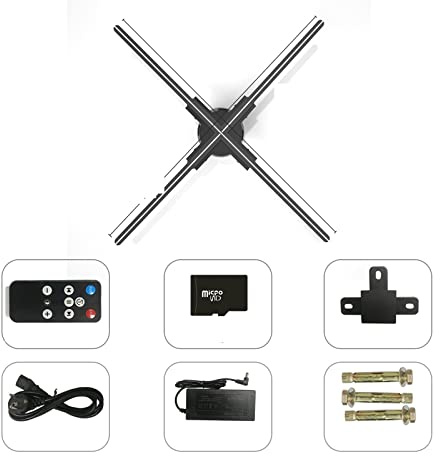 BAFEIYA 40-115cm HD 3D Publicidad Proyector Ventilador WiFi Led Pantalla Lámpara holográfica Proyector multifunción 3D Luz Imágenes Video(F65 Set)