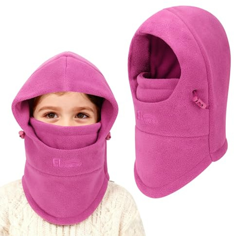 VGMANNTA Passamontagna Bambino Invernale in Pile Termico 4-9 Anni Termico Antivento Cappello Scaldacollo Bambino Scaldacollo Sci Sciarpa Berretti in Pile Caldo Maglia Cappuccio per Ragazze Ragazzi-R