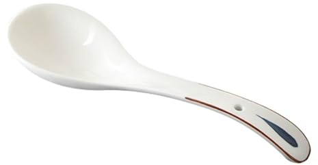 Té Cuchara sopera pequeña de cerámica porcelana blanca con mango decorativo Paquete 10 Postre(Grande)