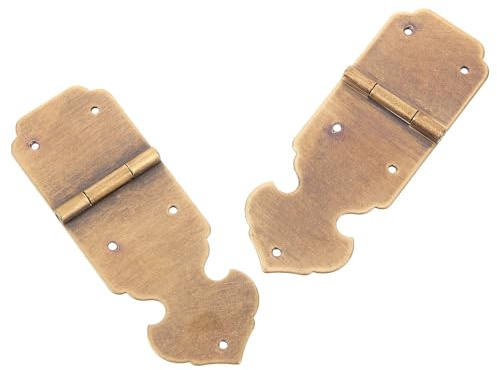 Anneome 2 Cerniere in Ottone Anticato per Porte Vintage Ferramenta per Sportelli di Armadietti e Scatole di Legno Cerniere a Battuta Compatte per Mobili e Portagioie Design Classico