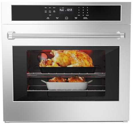 30 Inch Built-In Electric Single Wall Oven - 3D Convection, 4.8 cu. ft. Capacity, Touch Glass Control, Temperature Probe, Safety Lock, 6 Rack Positions, 3800W, CSA Certified (Silver)