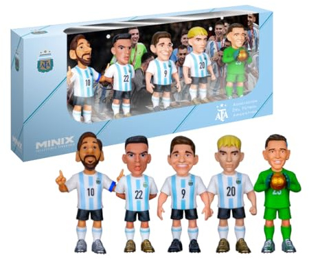 MINIX - Football Stars - Coupe du Monde - Pack - Argentine - 5 Figurines - Figurine à Collectionner 7 cm (Messi, L Martínez, Alvarez, Mastantuono, D Martínez)