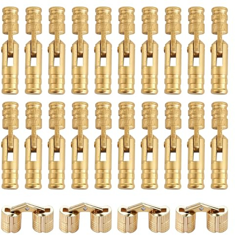 24 PCS Mini Cylinder Hinges for Jewelry Box Cabinet Door | 4 PCS 8mm / 0.31in Brass Barrel Hinges and 20 PCS 2 x 0.4 x 0.4cm / 0.79 x 0.16 x 0.16in Mini Barrel Hinges