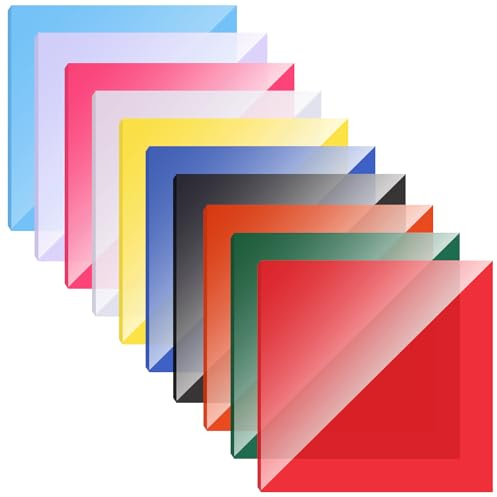 10 piezas de placas de acrílico de colores, placas fundidas, placas de corte por láser, placa de plástico acrílico transparente, placas de acrílico de colores versátiles, placa de acrílico para