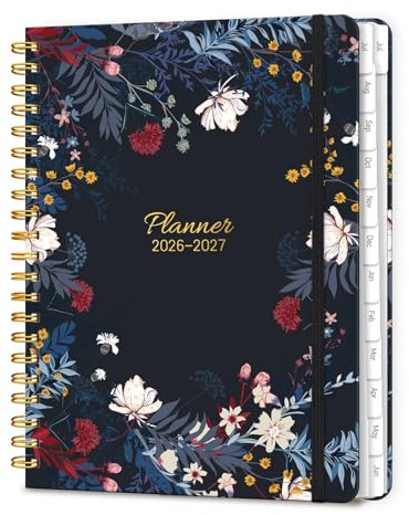 Lonely Oak A4 Academic Diary 2026-2027 Week to View, Daily Weekly Planner | 13 Months Spiral School Year Monthly Calendar Diary from Jul.2026 to Jul.2027 8.5 x 11(Black Bloss)