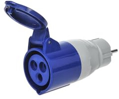 ProPlus 373518 Adapter von Schuko Stecker zu CEE | Schuko-Stecker auf blaue CEE-Kupplung, kompakter Direktadapter ohne Kabel, feuchtraumgeeignet