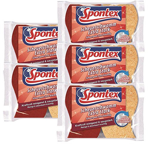 Spontex Scheuerschwamm - extra stark - ideal für robuste Oberflächen, Töpfe und Pfannen - 5er Set