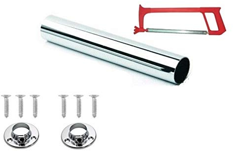 Chrome Plated Metal Round Tube - 25mm Diameter, Choice of Length Free Pair of Rail End Supports & Free Screws (450mm)