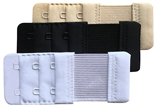 Chanie Damen Packung mit 3 Komfortabel Erweiterung 2 Haken BH-Verlängerer | Weich, 9,2cm x 3,8cm
