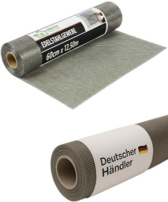 Green Home Edelstahl Fliegengitter 12,5 m x 0,6 m | V2A Edelstahlgewebe feinmaschig, robust & zuschneidbar – Insektenschutz, Nagerschutz, wetterfest | 12,5 m x 60 cm Breite