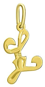 SILVEGO Unisex Anhänger Buchstabe L Gelbgold 14 Karat 585