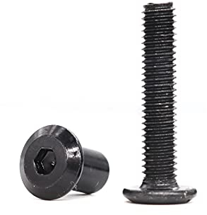 cSeao M6 x 15 mm schwarze Senkkopfschrauben mit Zylindermuttern, Set für Möbel, Stühle, Betten, Krippen, 10 Stück