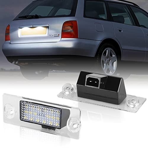 POPMOTORZ 2 Stücke LED Kennzeichenbeleuchtung Glühbirnen Nummernschildbeleuchtung Lampe 2835 SMD mit CanBus Fehlerfrei, 6000K Xenon kaltweiß, EMARK-Zertifikat für Au-di A3/S3/A3 8L/A4 B5/A4 5B