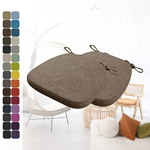 Kimgull 2er Set Stuhlkissen mit Bändern Bequeme Waschbare Rutschfestes Sitzkissen Ideal für zu Hause und Gartendekoration, viele Farben und Größen zur Auswahl (40X38X3CM Braun)