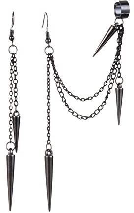 Pendientes Hombre Negro Kpop - Pendientes Hippies Goticos Punk Rock Largos Cadena