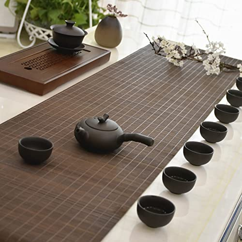 FUDANLI Tischläufer rutschfeste Tischsets Bambus Gewebt, Rustikaler Tischläufer Roller Braun, Hitzebeständige Teematte für Esstisch/Teehaus (Size : 60x120cm/47.2x47.2in)