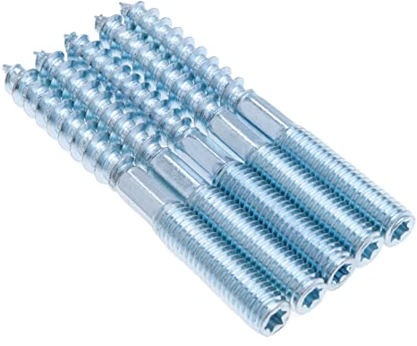 M10x140mm Torx Hanger Bolts, Double Ended Dowel Screws, Wood Screws, Wall Fixing, Zinc Plated Headless Fastener with Hexagon Part and T25, Machine Metric Bolt and Lag Threaded Wood Screw (5 Pack)
