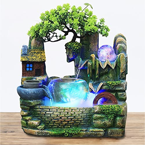 Dekoration des Schreibtisches Zimmerbrunnen Wasserfall für Innen Steingarten Zimmerbrunnen zum Bepflanzen, Dekoration, Feng Shui Tischbrunnen