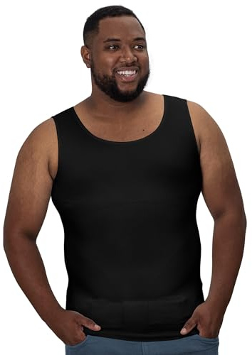 QORE LOGIQ Gynecomastia Compression Shirts for Men - Sleeveless Slimming Undershirts Tummy Control and Body Shaper Tank Top Black XLT (Tall Fit)