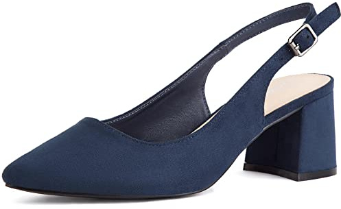 Greatonu Chaussures d'escarpin à talon pointu pour femmes, talons hauts, escarpins à lanières pour femmes, sandales habillées Navy EU 36