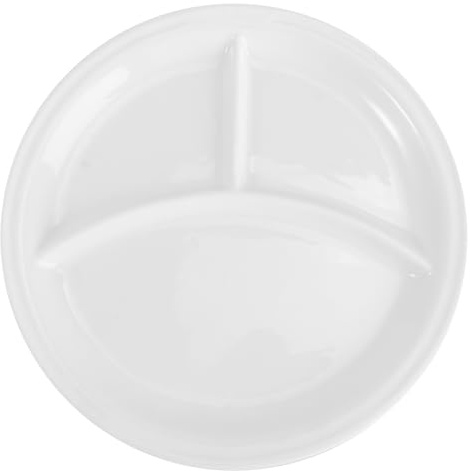 Operitacx Bandeja De Comida Rápida De Cerámica Redonda Tres Compartimentos Plato De Porcelana Chino Para Desayuno y Decoración Del Hogar Color y Variados