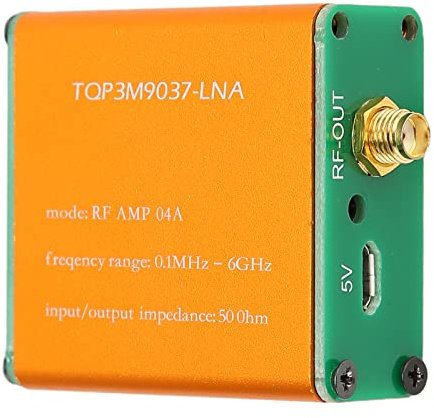 0.1MHz‑6GHz Low Noise Amplifier, 20dB High Gain LNA Amplifier for Shortwave, FM Radio, RF Power Preamplifier Module, SMA Female Connector(Shipped with Built in Battery)