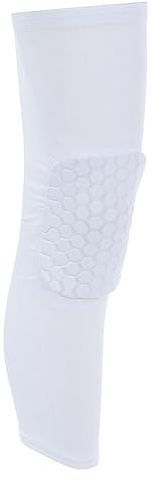 PATIKIL Ginocchiere Imbottiture, EVA Elastico Gamba Maniche Compressione Ginocchio Imbottitura per Uomini e Donne - Basket, Baseball, Calcio, Pallavolo, Corsa - Bianco, Medio