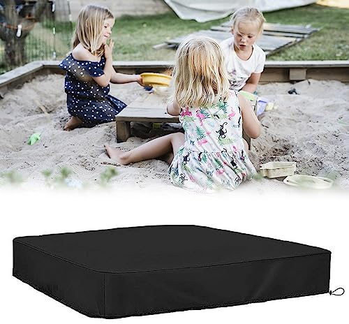 HAOMEEDUO Sandkastenabdeckungen Sandkasten Abdeckung Abdeckplane Wasserdicht 210D Oxford-Stoff Sandkastenplane Sandkasten Abdeckplane mit Kordelzug Aufbewahrungstasche für Sandkaste(125*125cm,Schwarz)