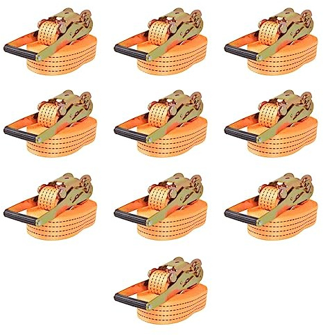 SKM 142663 - Correas tensoras de carraca (10 unidades, 2 toneladas, 8 m × 50 mm), color naranja